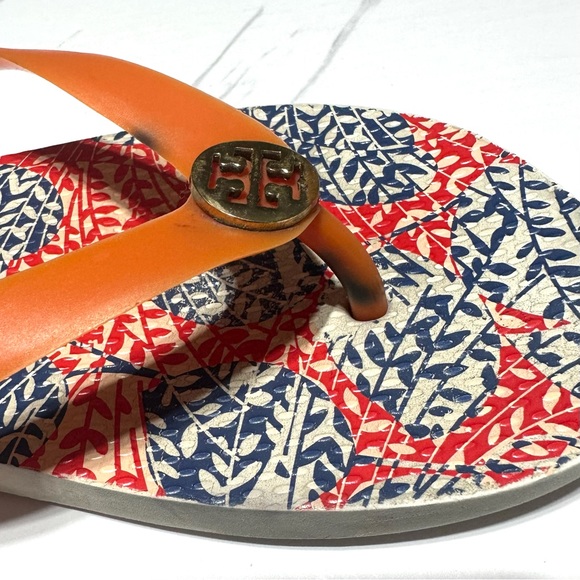 Tory Burch Women’s Orange Flip Flops Size 7 - Picture 9 of 11